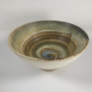 Olive Bowl Light Glaze Spiral Design