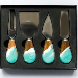 Resin Coated Cheese Knife Set (Caribbean Blue)